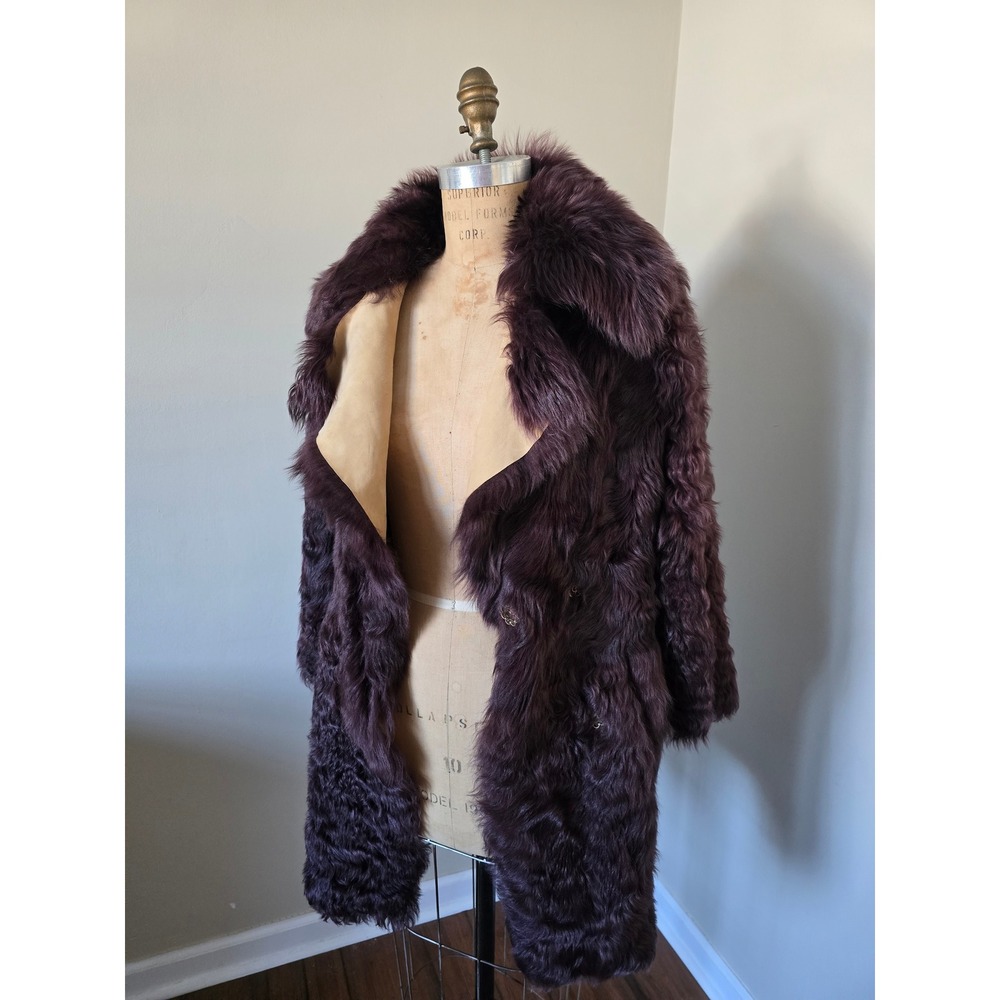 Plum Burgundy Fur Coat – Statement Piece – Glam Winter Coat - Picture 3 of 6